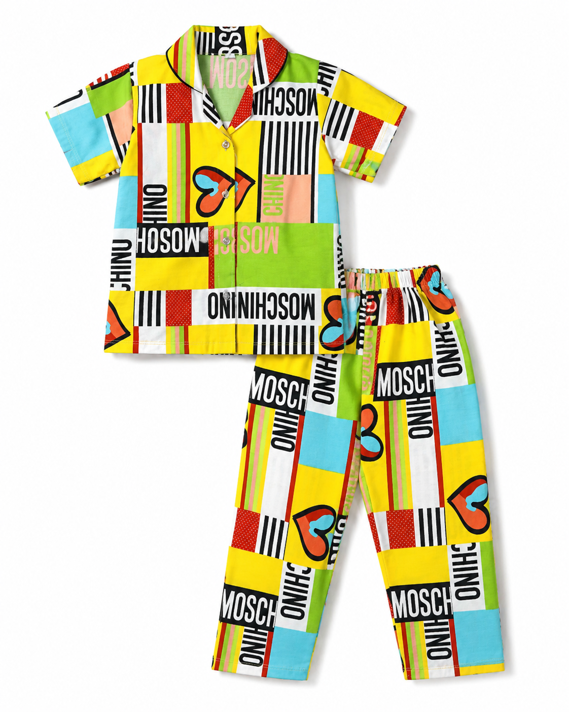 Unisex Cotton Printed Night Suit Set – Multicolor Graphic Print