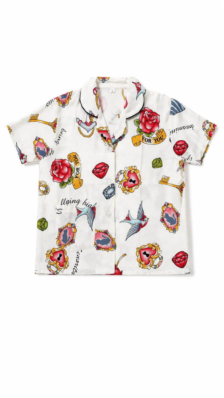 Girls Cotton Printed Night Suit Set – Vintage Charm Print