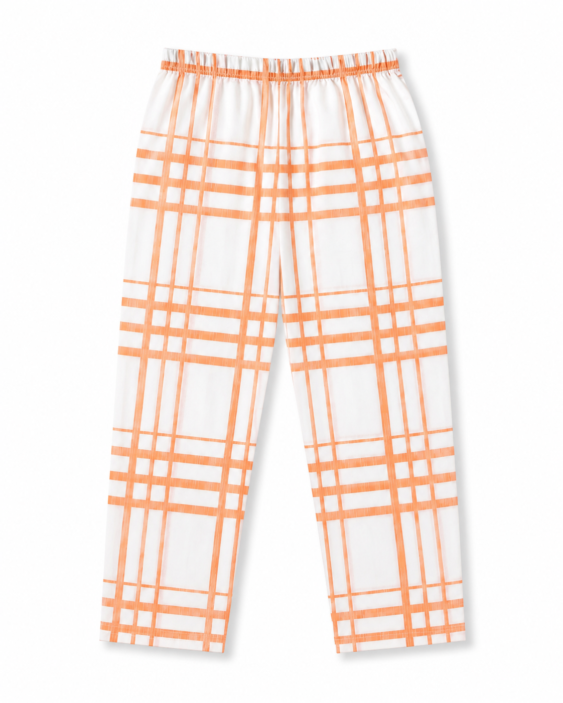 Girls Cotton Checked Night Suit Set – Peach & White