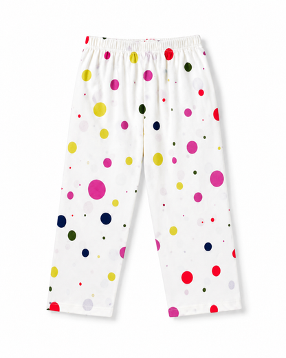 Boys White Polka Dot Cotton Night Suit Set