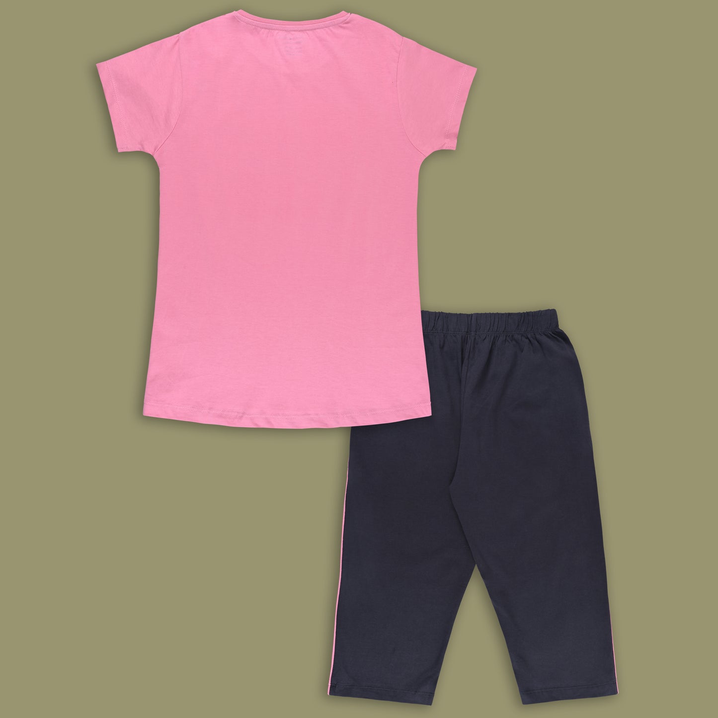 Girls Cotton Printed T-shirt and Trouser Set