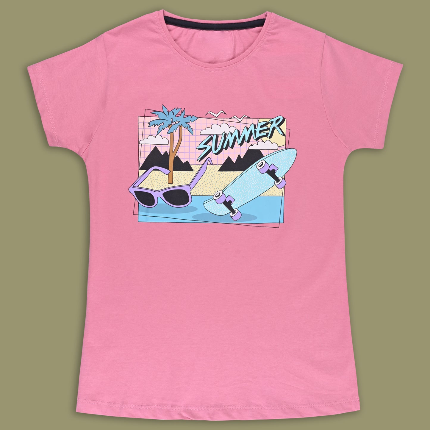 Girls Cotton Printed T-shirt and Trouser Set