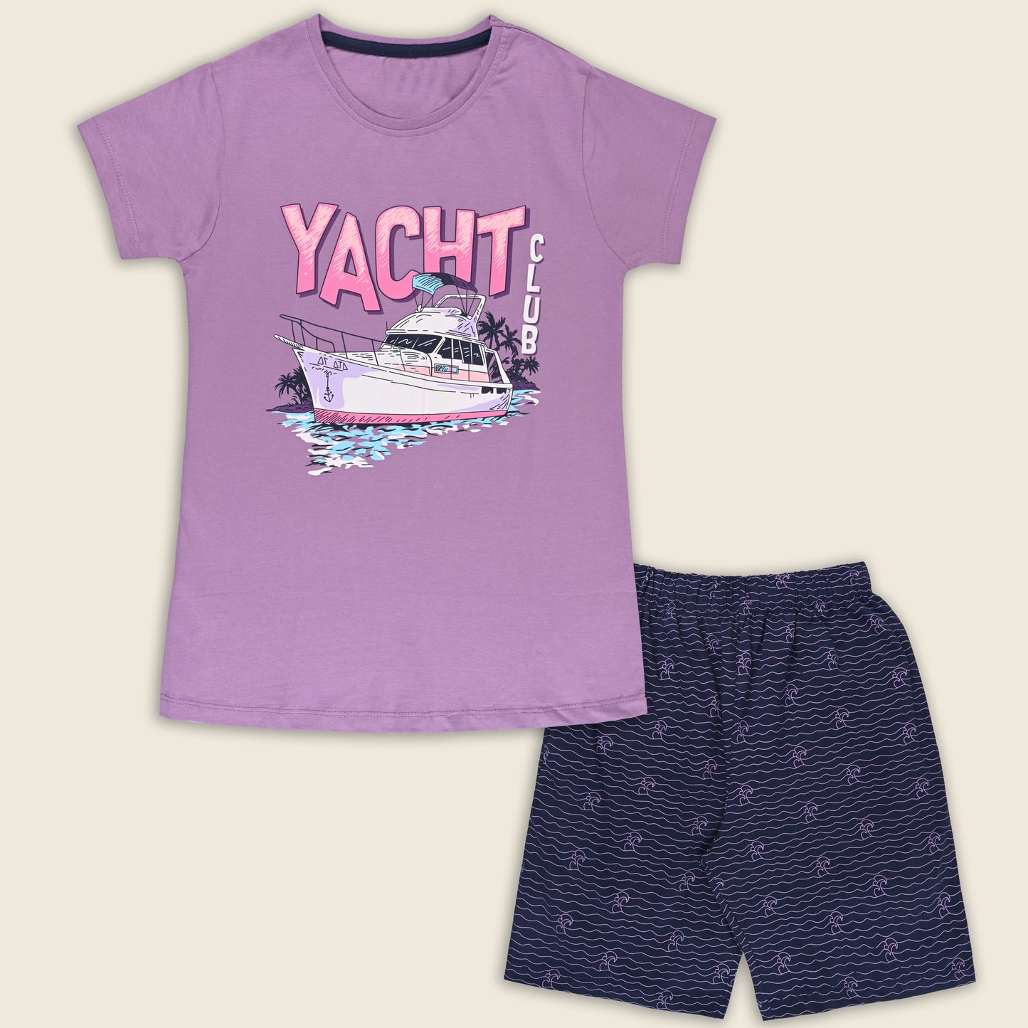 Girls Cotton Printed T-shirt and Shorts Set