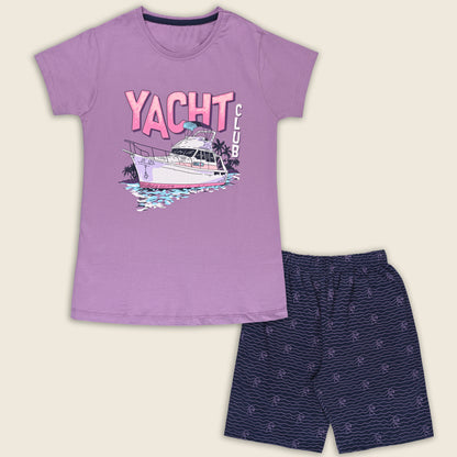 Girls Cotton Printed T-shirt and Shorts Set