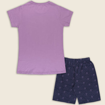 Girls Cotton Printed T-shirt and Shorts Set