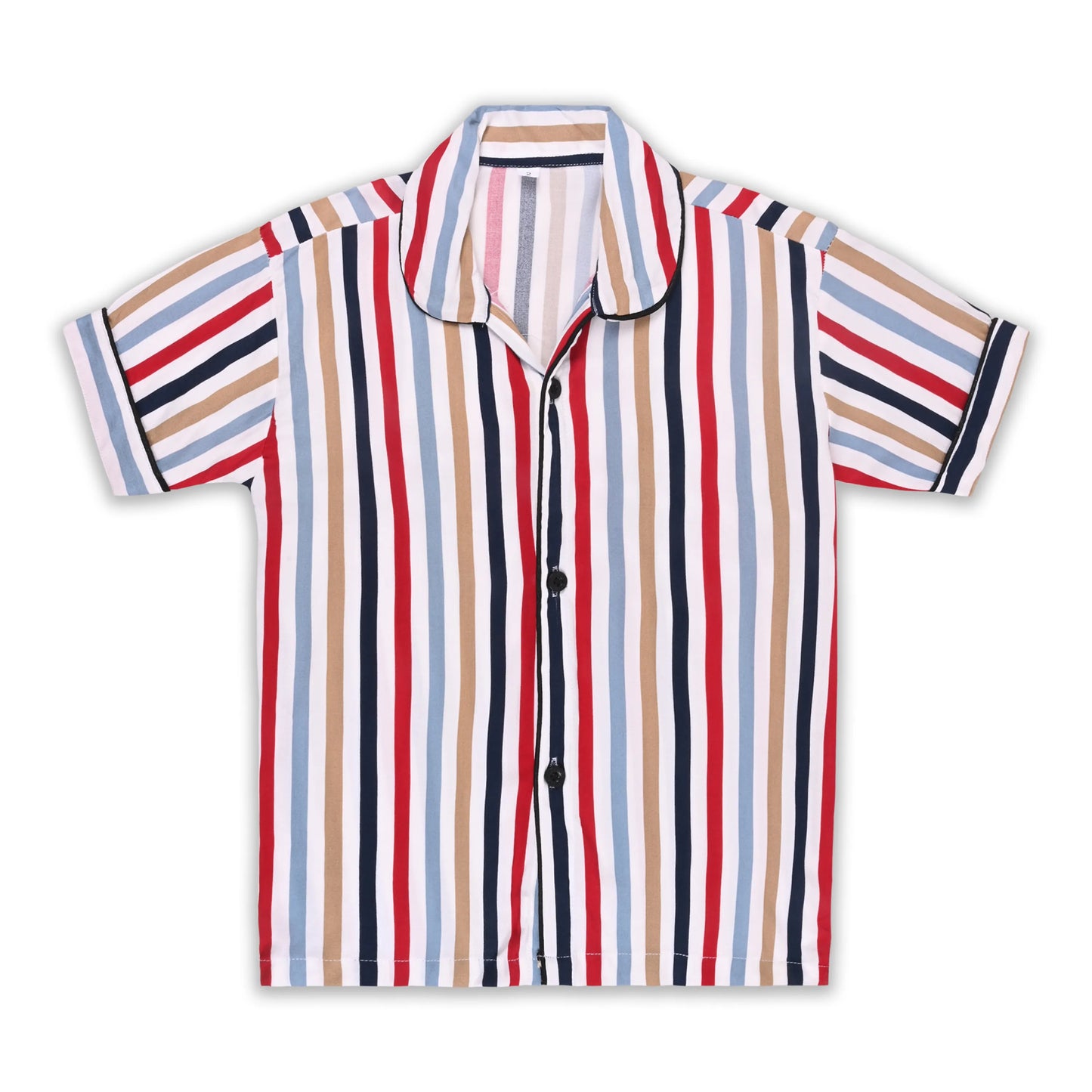 Boys Multicolor Striped Co-ord Set – Soft Rayon Shirt & Pant Set
