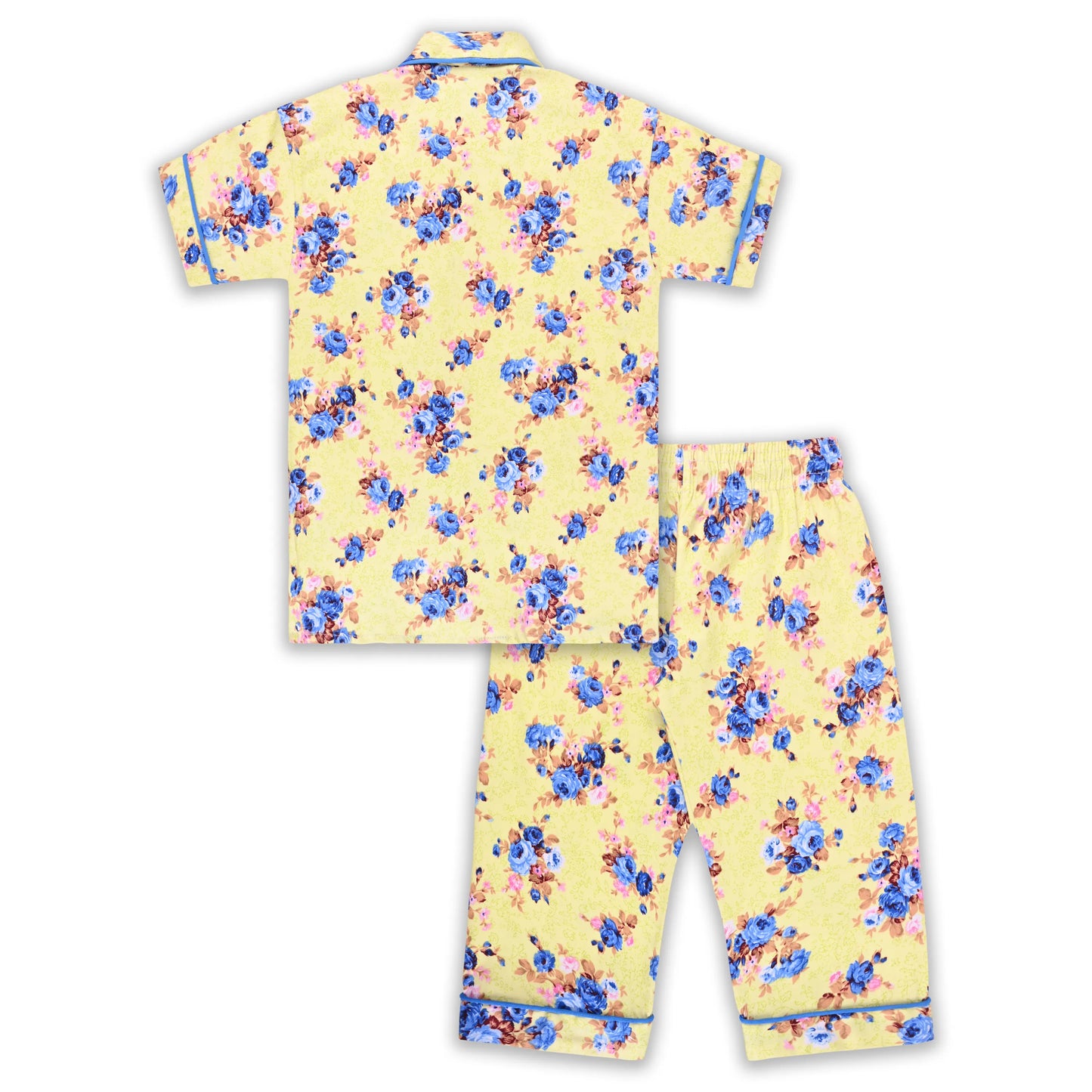 Boys Yellow Floral Co-ord Set – Soft Rayon Shirt & Pant Set