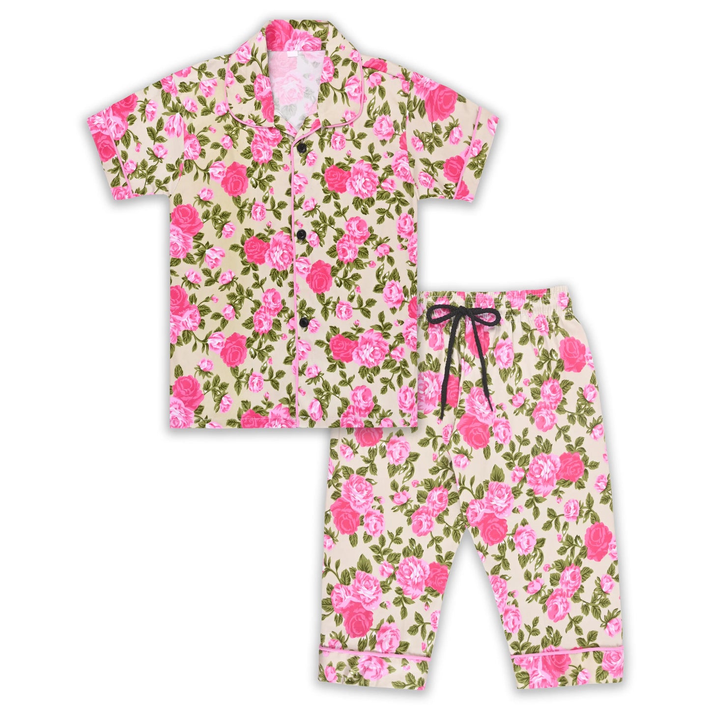 Boys Yellow Floral Co-ord Set – Soft Rayon Shirt & Pant Set