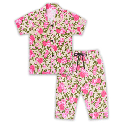 Boys Yellow Floral Co-ord Set – Soft Rayon Shirt & Pant Set