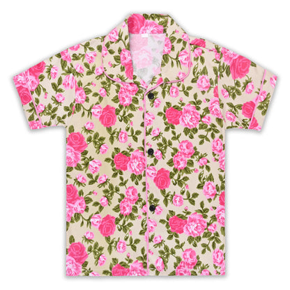 Boys Yellow Floral Co-ord Set – Soft Rayon Shirt & Pant Set