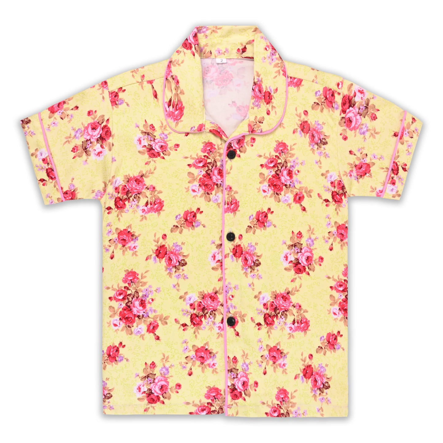 Boys Yellow Floral Co-ord Set – Soft Rayon Shirt & Pant Set