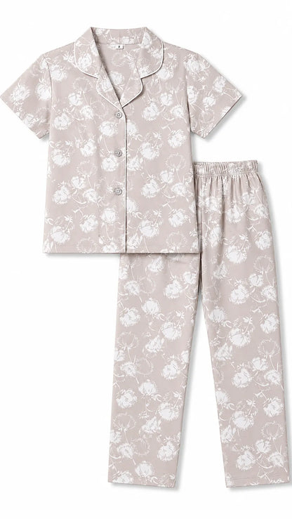 Girls Cotton Floral Night Suit Set – Blossom Print