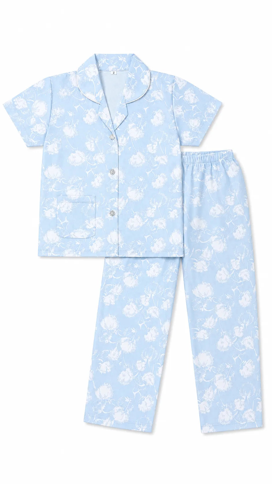 Girls Cotton Floral Night Suit Set – Blossom Print