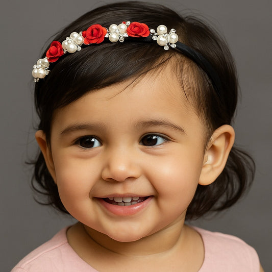 Red rose peral blossom hairband