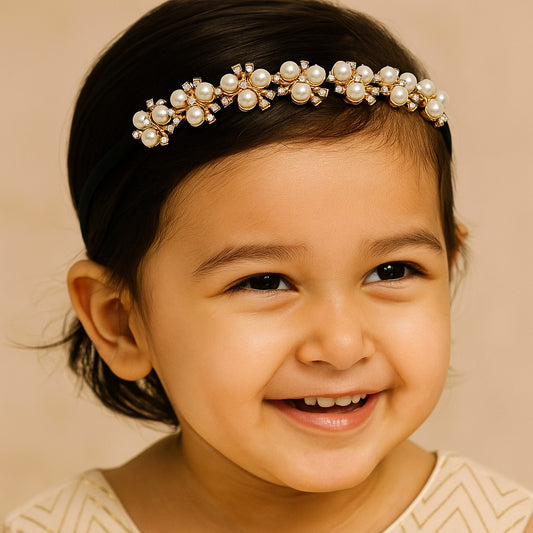 Pearl blossom crystal baby hairband
