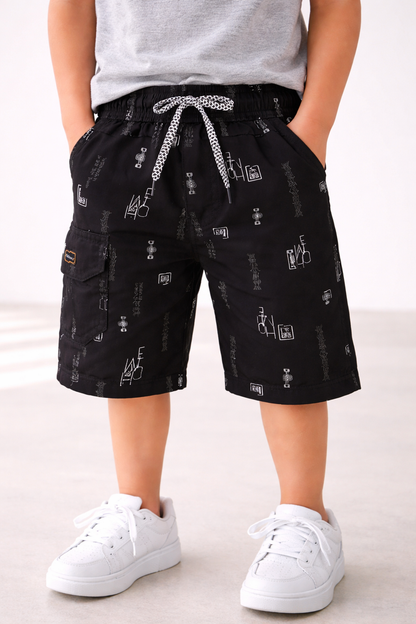 Boys Printed Cotton Cargo Shorts
