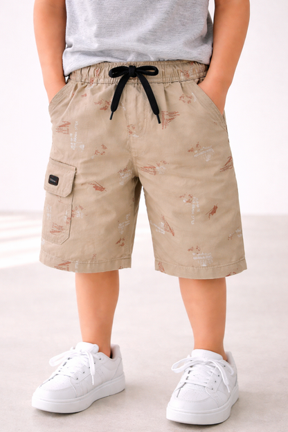 Boys Printed Cotton Cargo Shorts