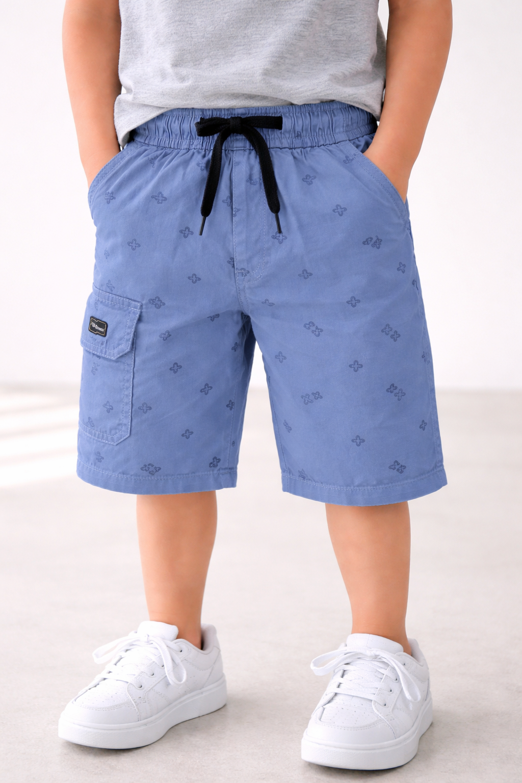 Boys Printed Cotton Cargo Shorts