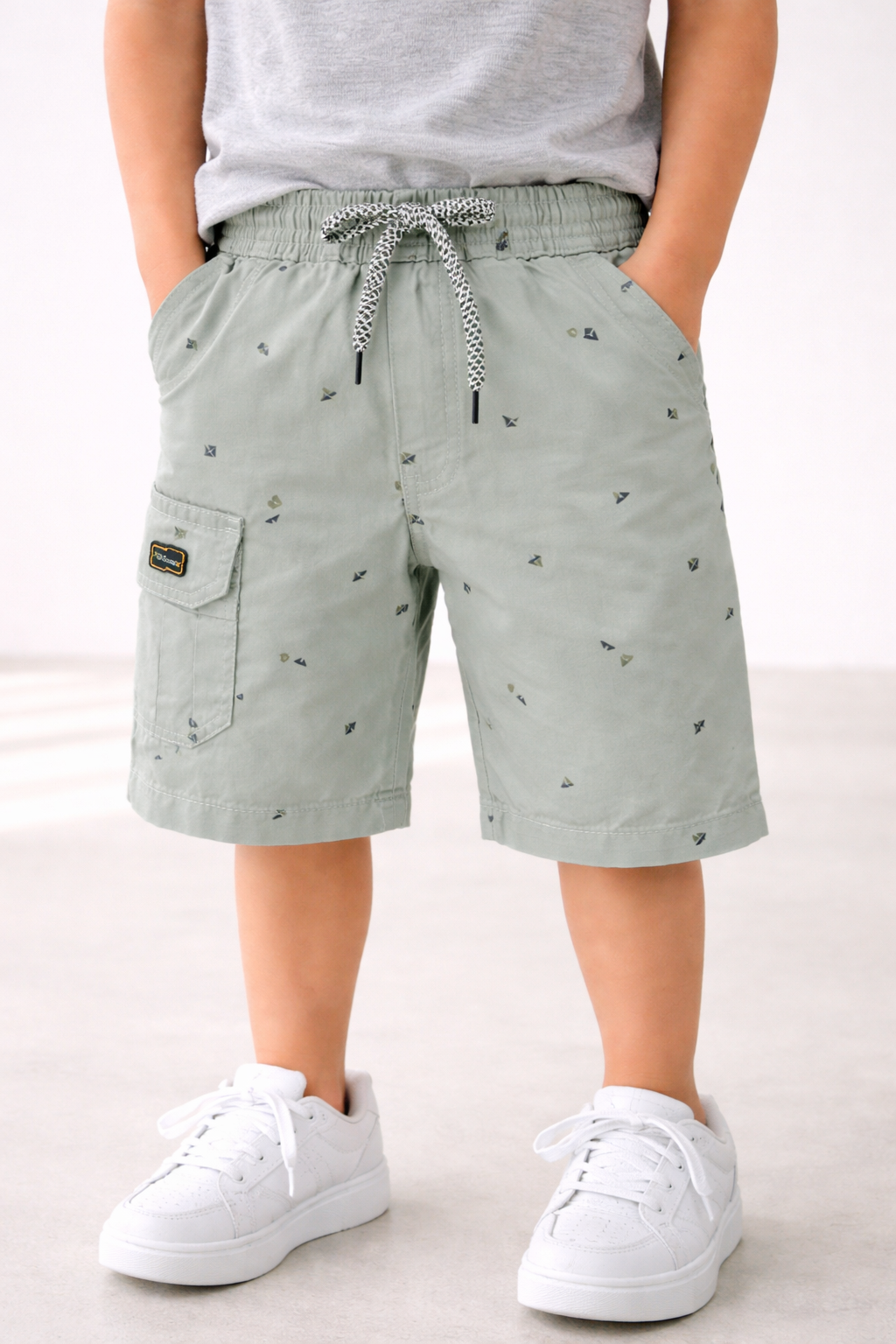 Boys Printed Cotton Cargo Shorts