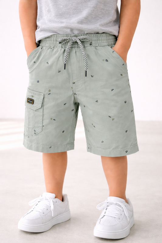 Boys Printed Cotton Cargo Shorts