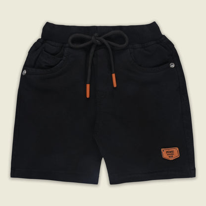 Boys Cotton Denim Solid Casual Shorts with Drawstring Waist