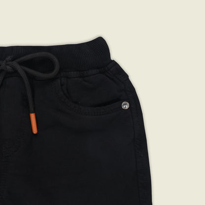 Boys Cotton Denim Solid Casual Shorts with Drawstring Waist