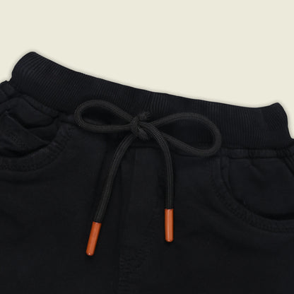 Boys Cotton Denim Solid Casual Shorts with Drawstring Waist