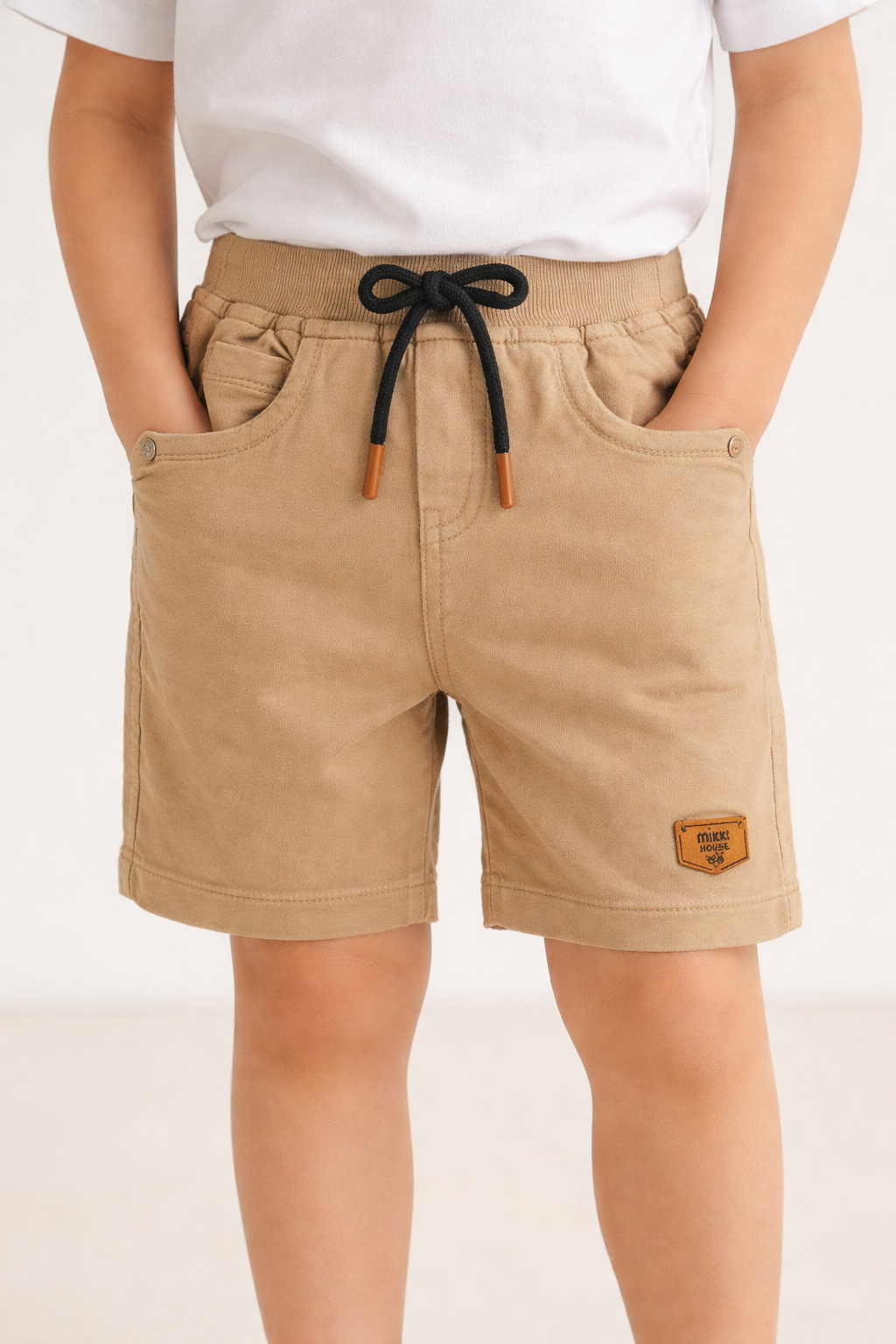 Boys Cotton Denim Solid Casual Shorts with Drawstring Waist