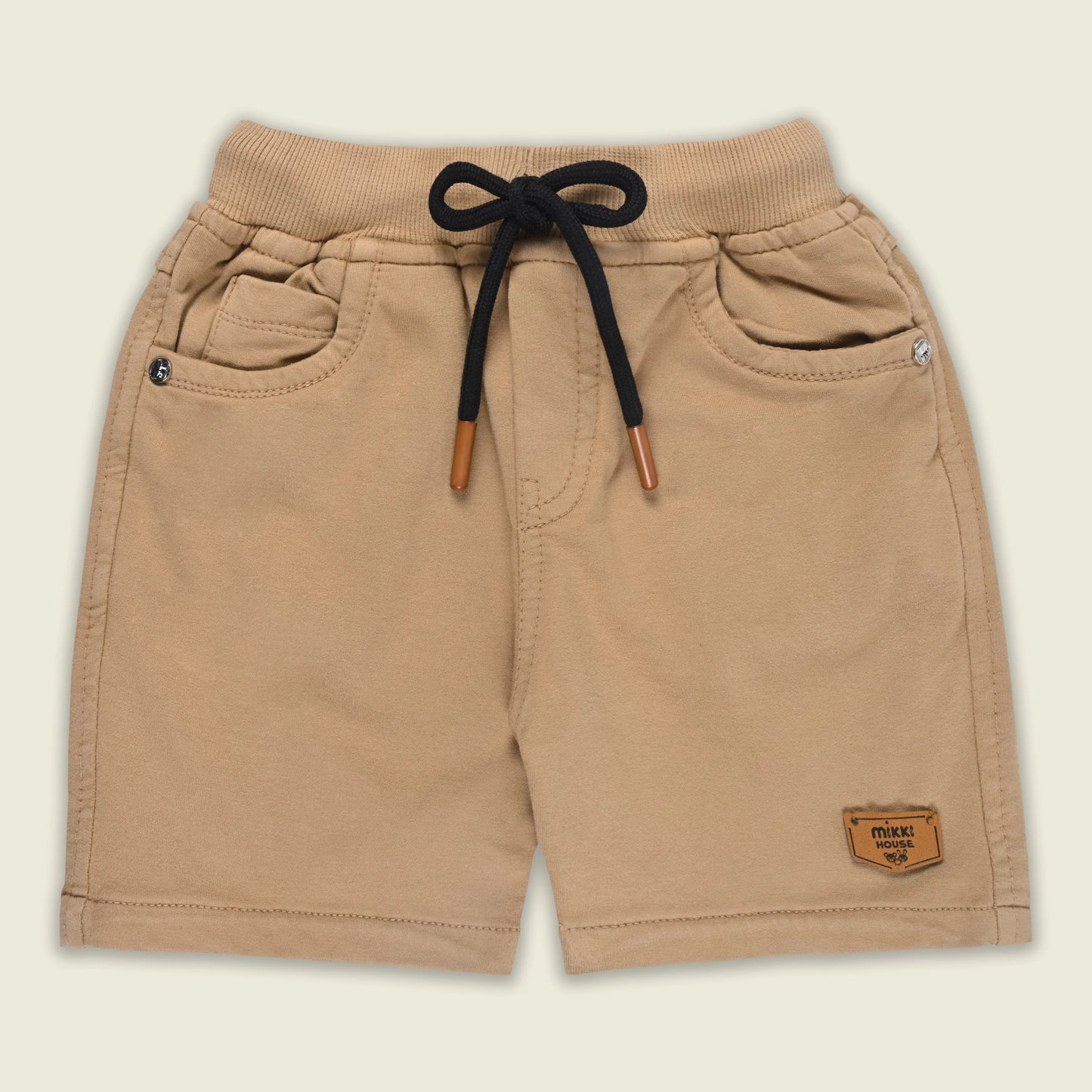 Boys Cotton Denim Solid Casual Shorts with Drawstring Waist