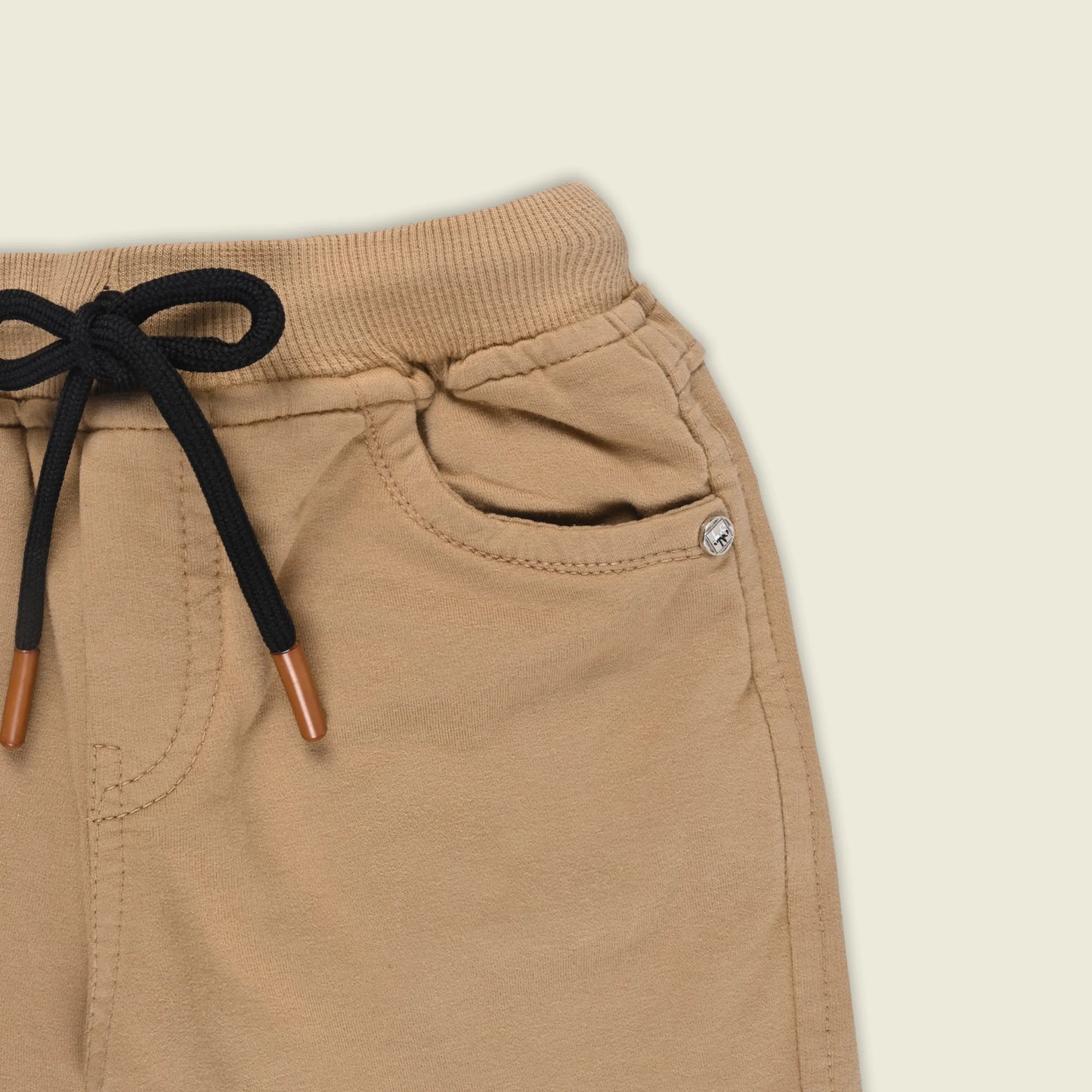 Boys Cotton Denim Solid Casual Shorts with Drawstring Waist