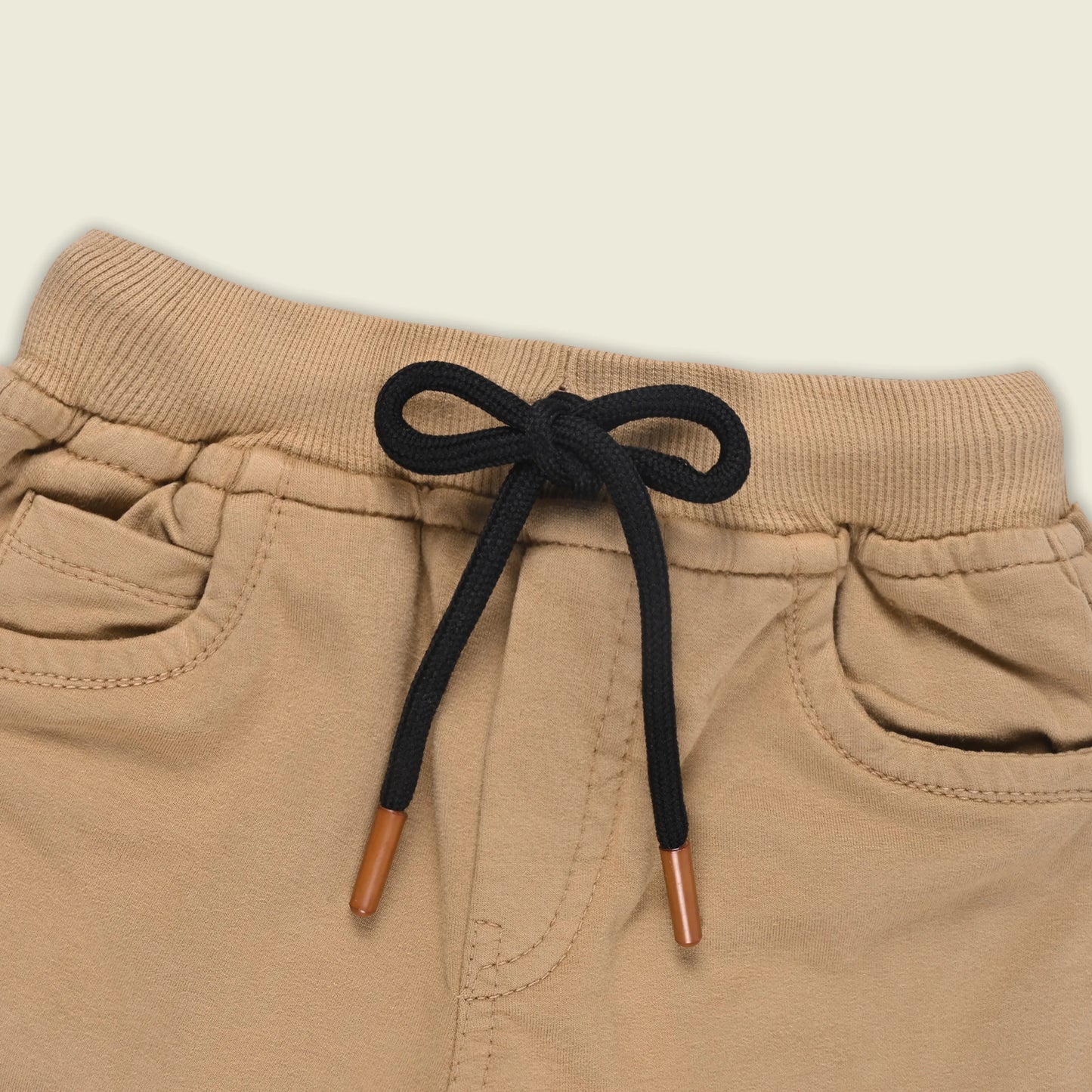 Boys Cotton Denim Solid Casual Shorts with Drawstring Waist