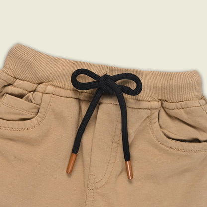 Boys Cotton Denim Solid Casual Shorts with Drawstring Waist