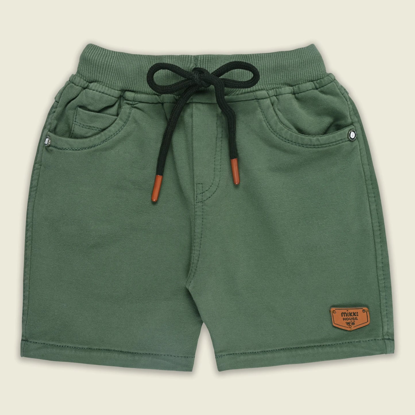 Boys Cotton Denim Solid Casual Shorts with Drawstring Waist