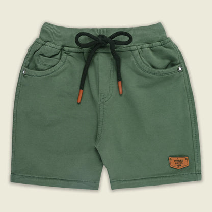 Boys Cotton Denim Solid Casual Shorts with Drawstring Waist