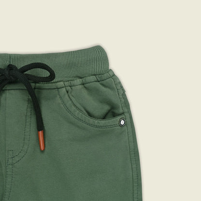 Boys Cotton Denim Solid Casual Shorts with Drawstring Waist