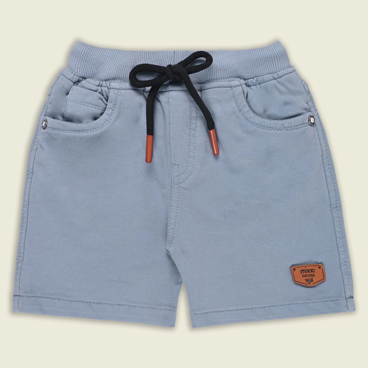 Boys Cotton Denim Solid Casual Shorts with Drawstring Waist