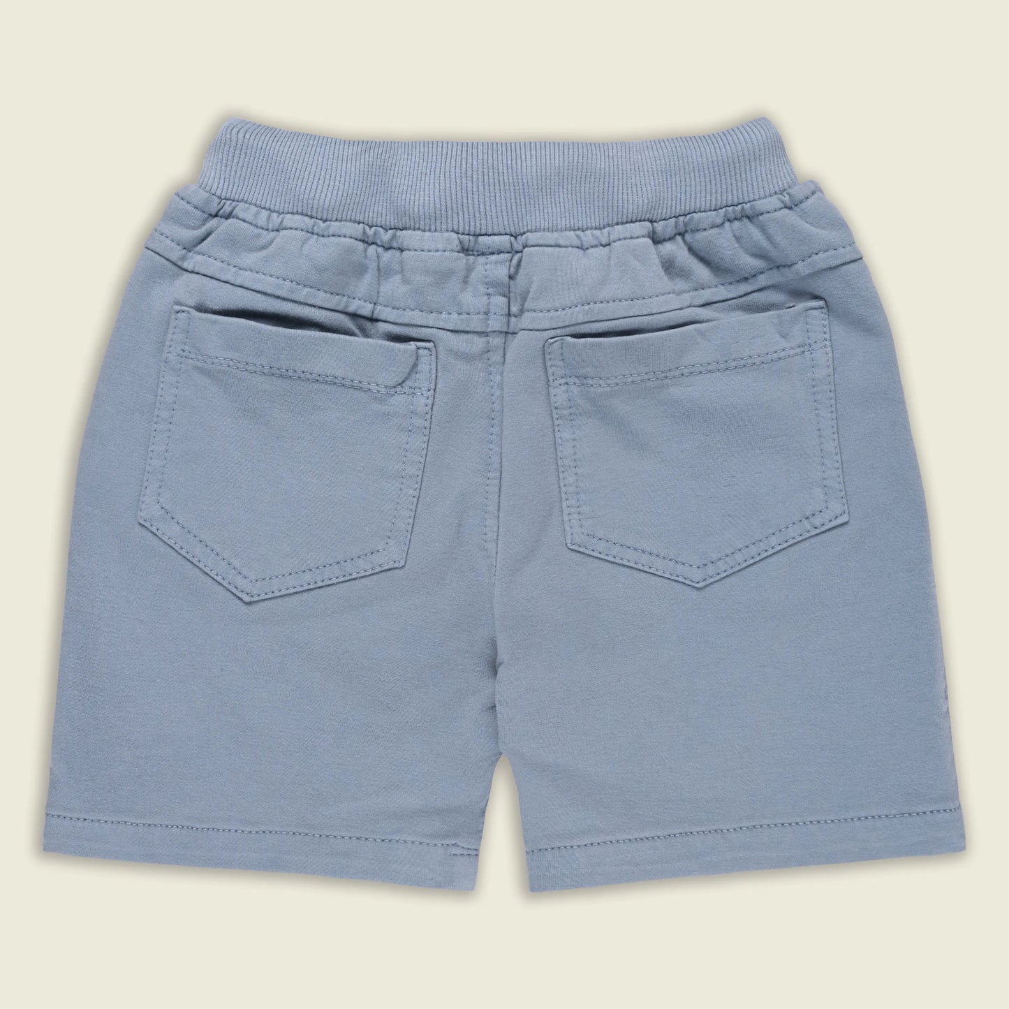 Boys Cotton Denim Solid Casual Shorts with Drawstring Waist