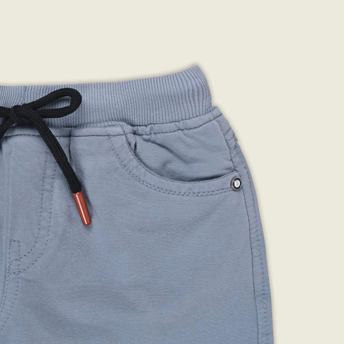 Boys Cotton Denim Solid Casual Shorts with Drawstring Waist