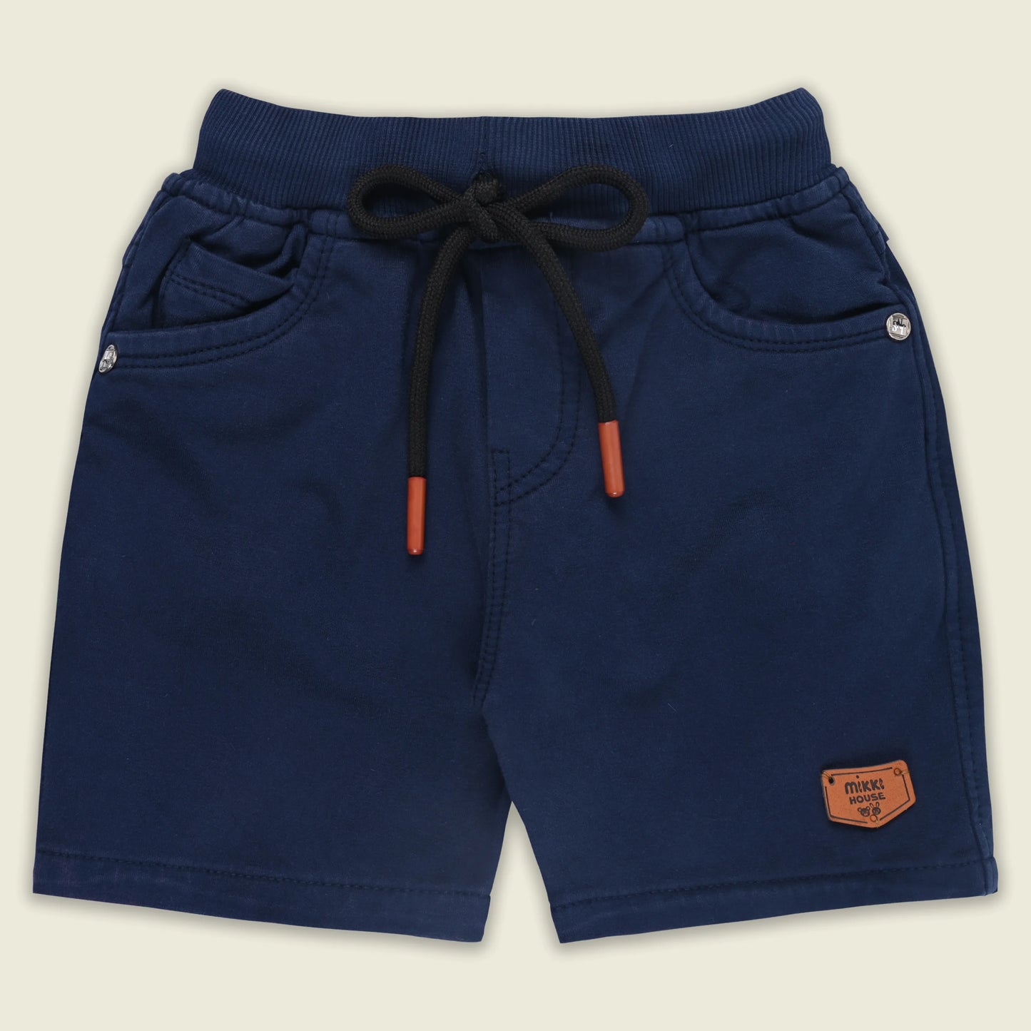 Boys Cotton Denim Solid Casual Shorts with Drawstring Waist