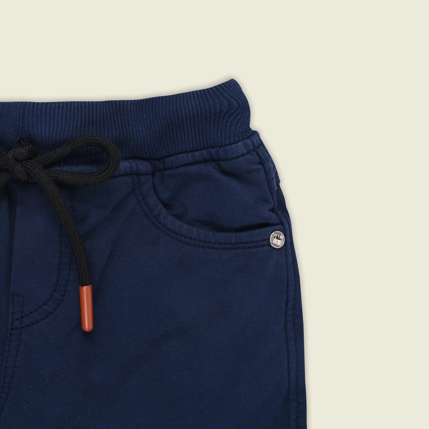 Boys Cotton Denim Solid Casual Shorts with Drawstring Waist