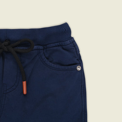 Boys Cotton Denim Solid Casual Shorts with Drawstring Waist