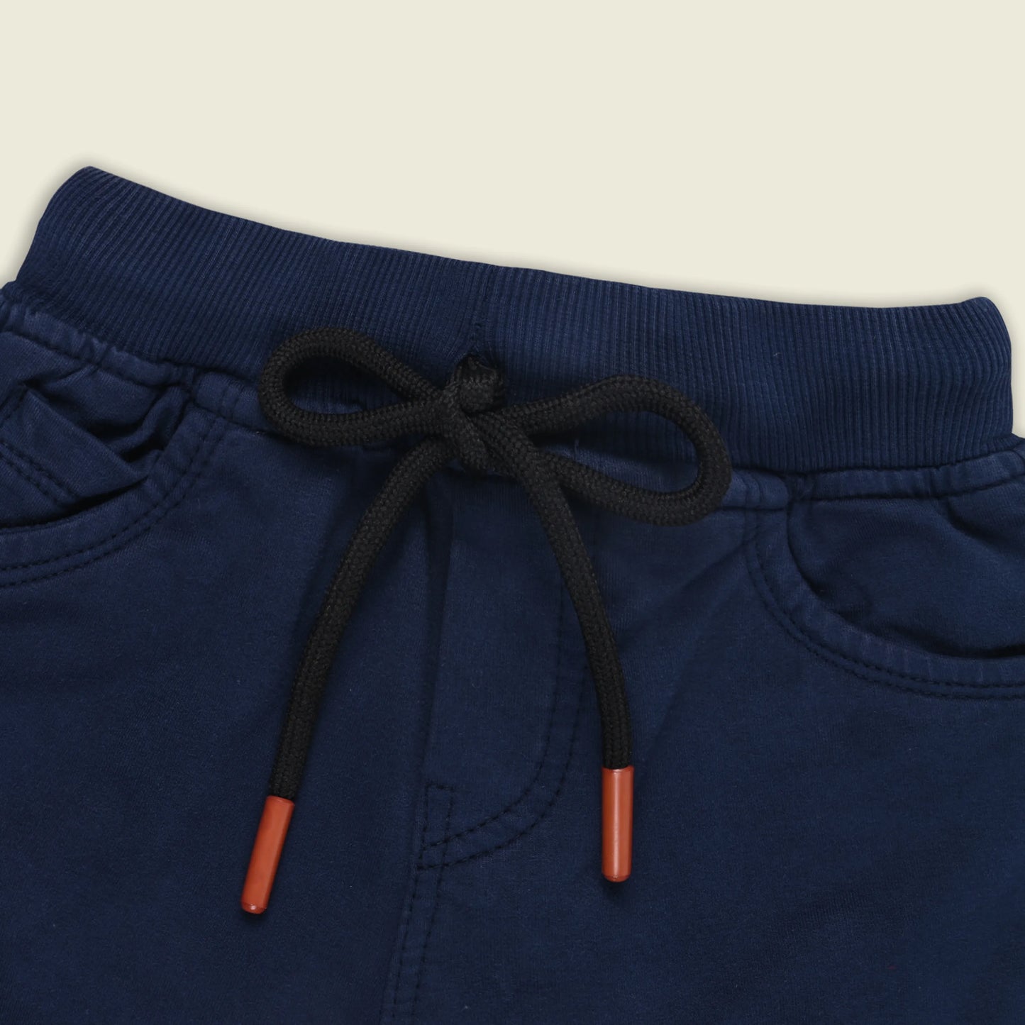 Boys Cotton Denim Solid Casual Shorts with Drawstring Waist