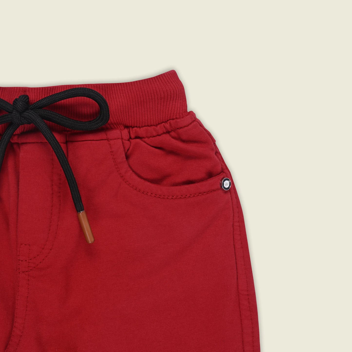 Boys Cotton Denim Solid Casual Shorts with Drawstring Waist