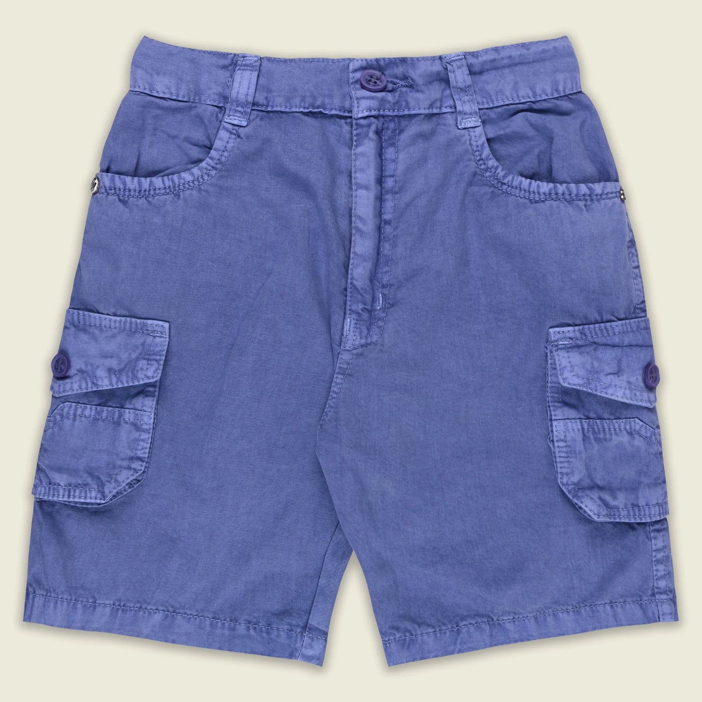 Boys Cotton Denim Cargo Shorts with Button Closure & Utility Pockets