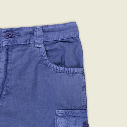 Boys Cotton Denim Cargo Shorts with Button Closure & Utility Pockets
