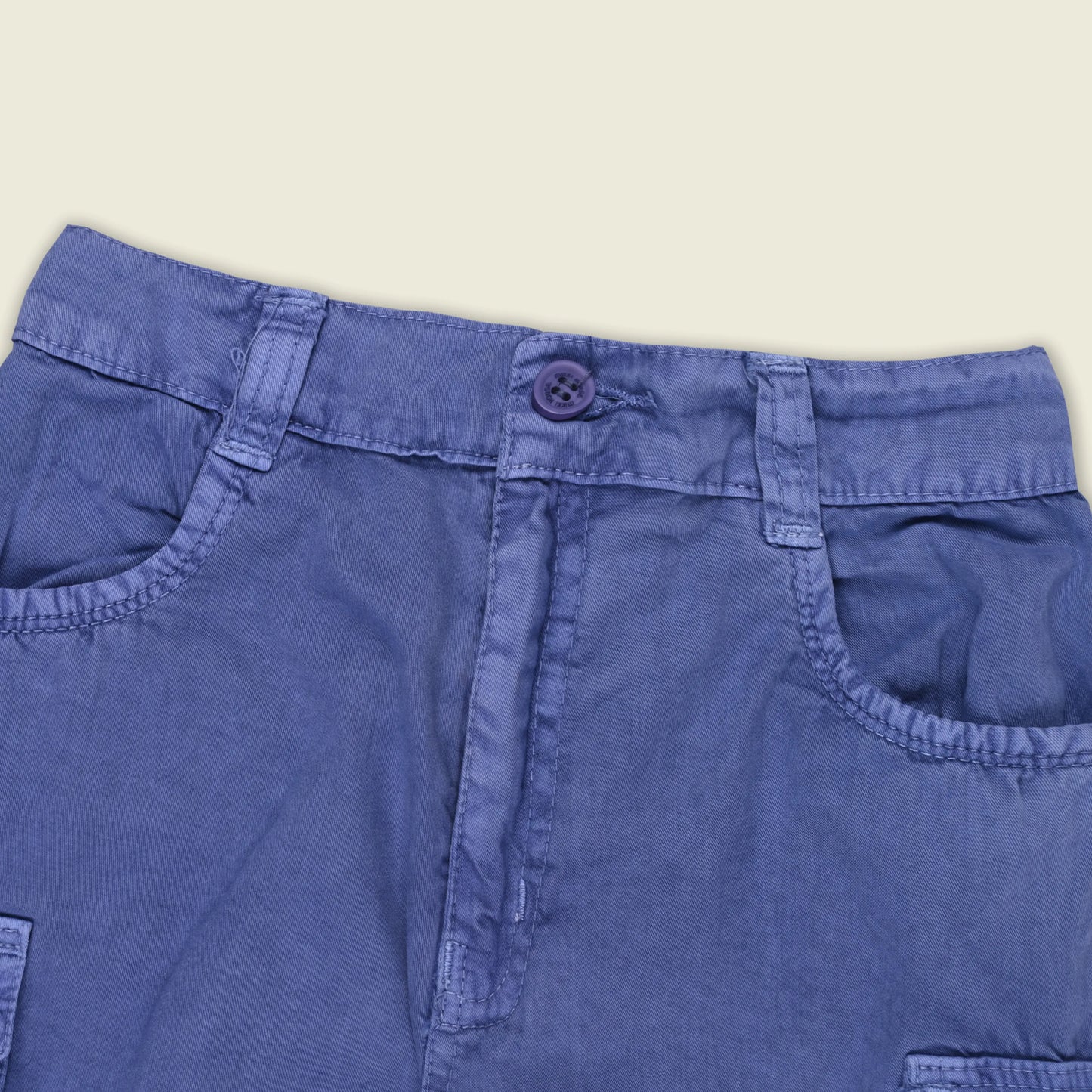 Boys Cotton Denim Cargo Shorts with Button Closure & Utility Pockets