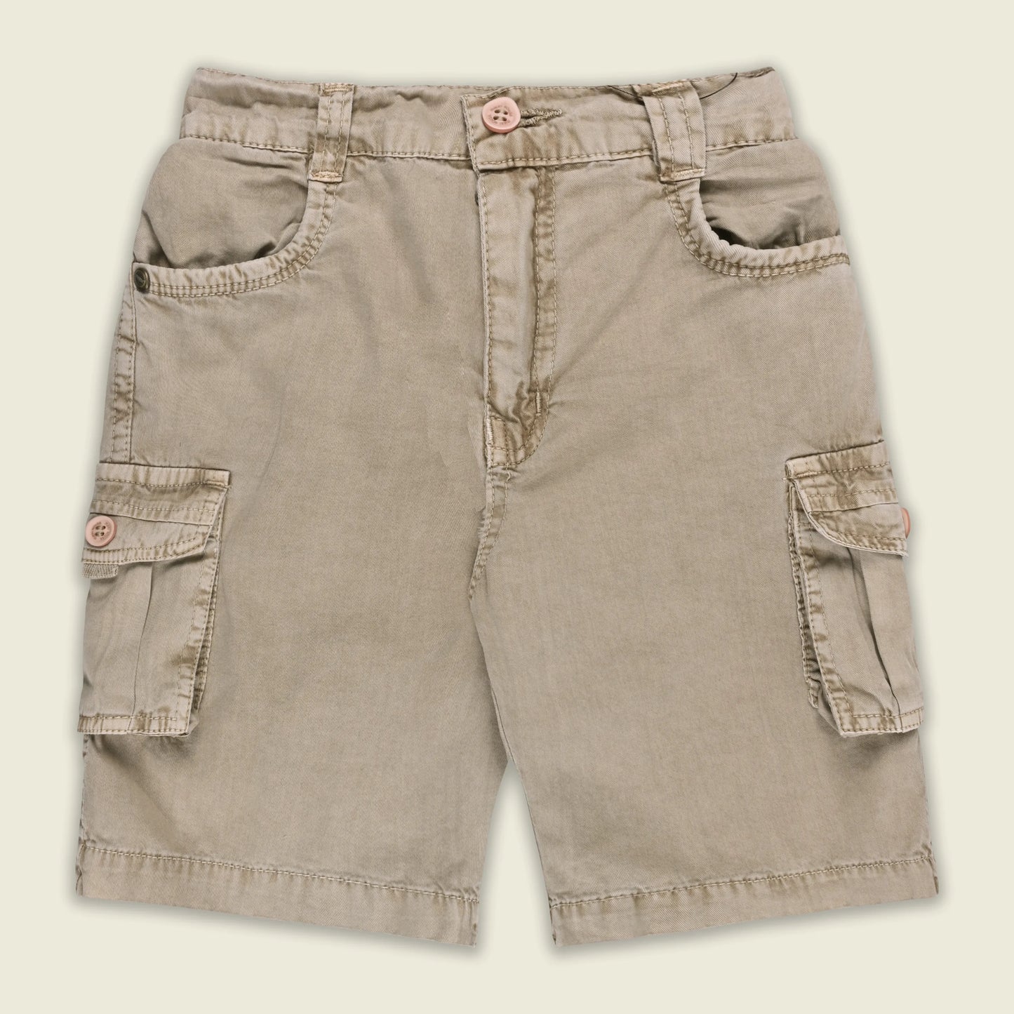 Boys Cotton Denim Cargo Shorts with Button Closure & Utility Pockets
