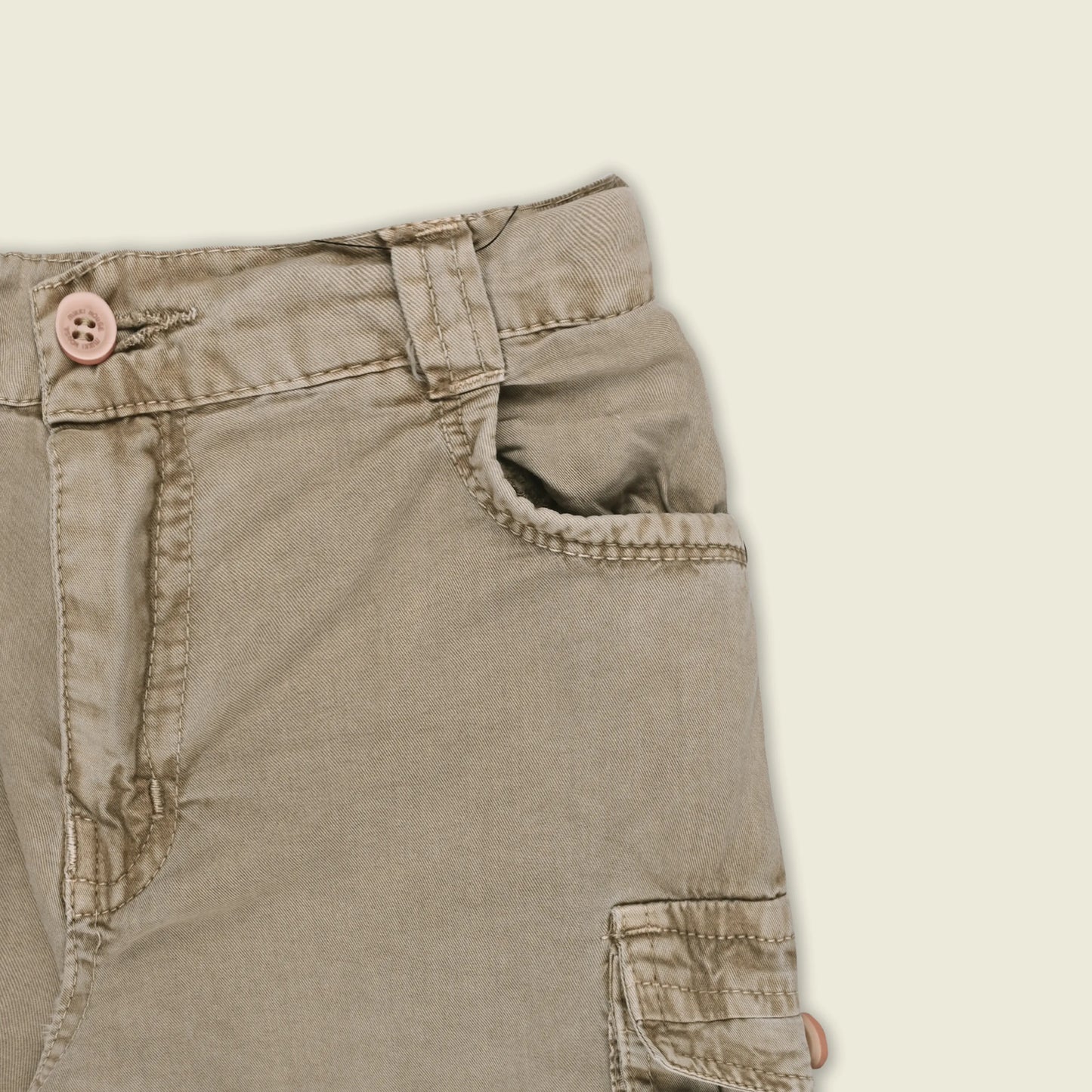 Boys Cotton Denim Cargo Shorts with Button Closure & Utility Pockets
