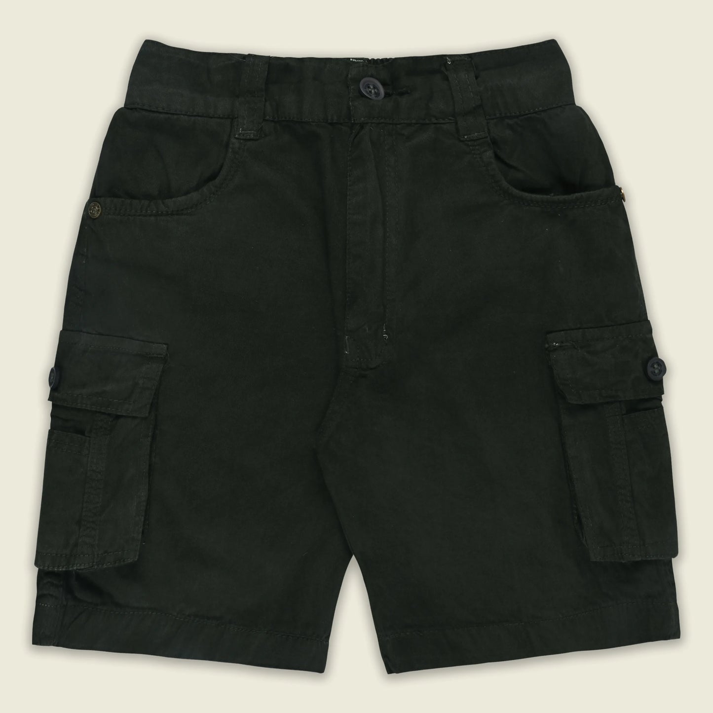 Boys Cotton Denim Cargo Shorts with Button Closure & Utility Pockets