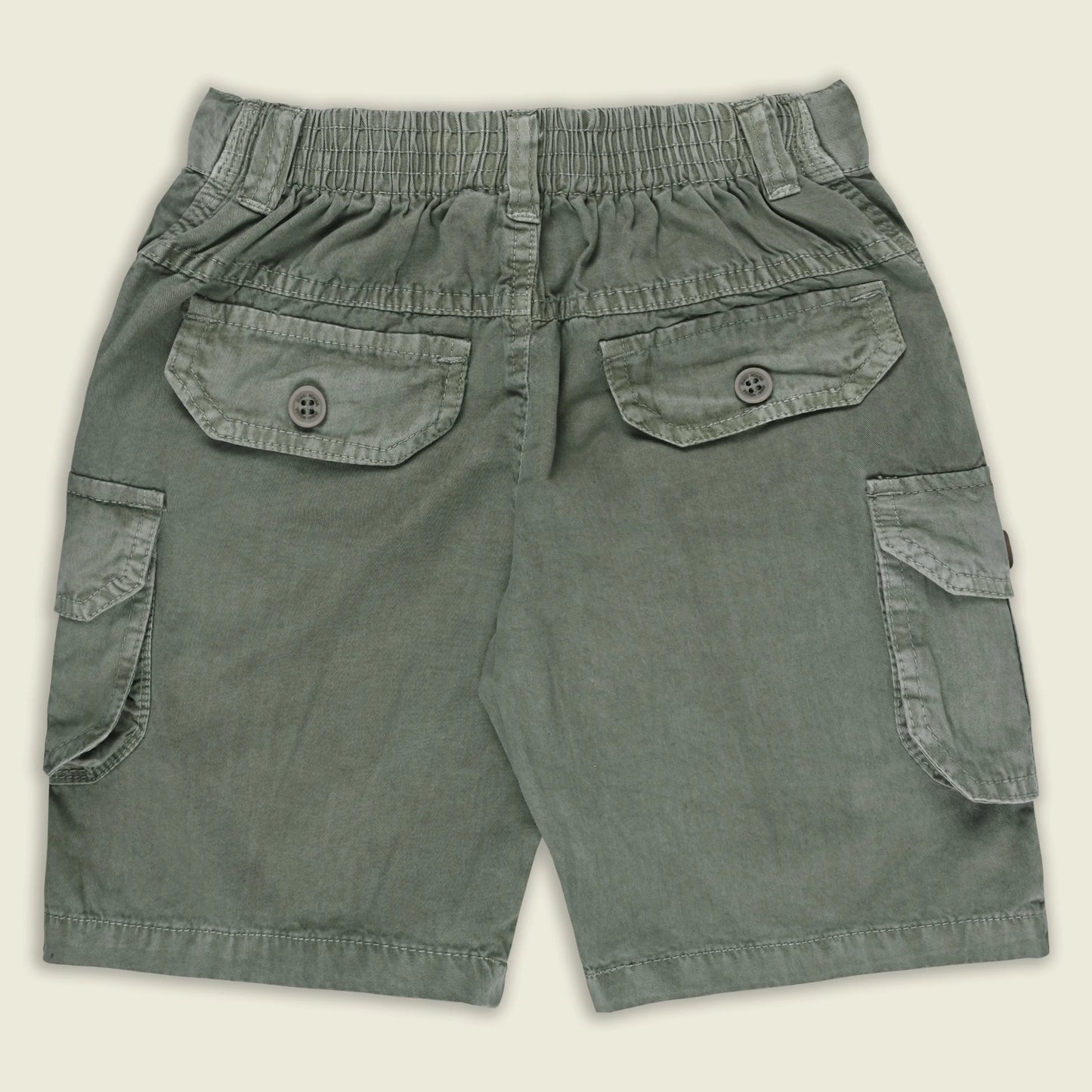 Boys Cotton Denim Cargo Shorts with Button Closure & Utility Pockets